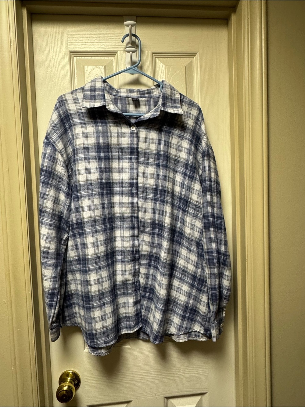SHEIN Blue and White Plaid Shirt